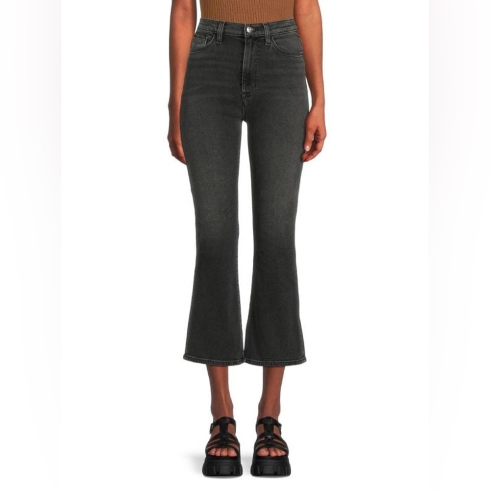 HUDSON JEANS Trendy Black Blair Mid Rise Cropped Bootcut Jeans Denim Flare Pants